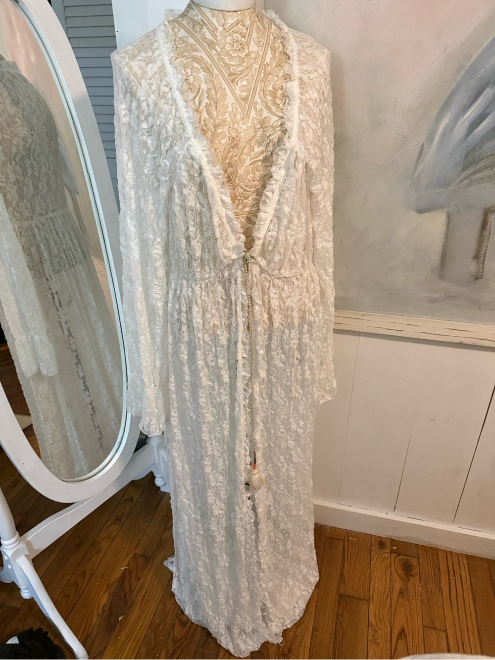 Free People dressing Bohemian Lace Maxi Dress in Cream gown